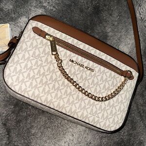 Michael Kors Tan and Cream Crossbody Bag
